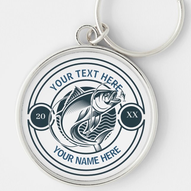 Custom Largemouth Bass Fishing Logo Key Ring (Front)
