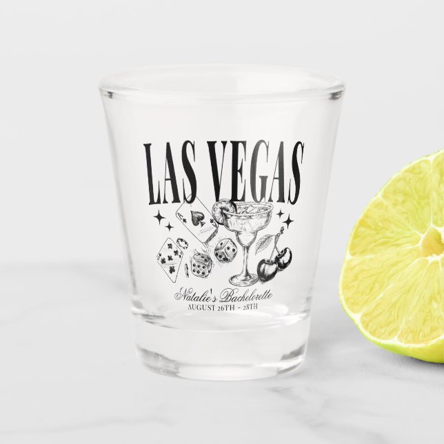 Custom Las Vegas Bachelorette Party Personalised Shot Glass (Front)