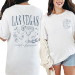 Custom Las Vegas Bachelorette Party Personalised T-Shirt<br><div class="desc">Gear up for your Las Vegas adventure with our Dusty Blue Custom Las Vegas Bachelorette Party Personalised T-Shirt, featuring an eye-catching front and back print design. Designed to capture the essence of your retro casino bach trip, this shirt is adorned with playful elements like poker dice and drink motifs, ensuring...</div>