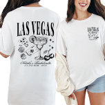 Custom Las Vegas Bachelorette Party Personalised T-Shirt<br><div class="desc">Celebrate your Las Vegas bachelorette bash in style with our Custom Las Vegas Bachelorette Party Personalised T-Shirt, featuring a unique front and back print design. Perfect for capturing the spirit of your retro casino bach trip, this shirt is adorned with playful elements like poker dice and drink motifs, ensuring your...</div>