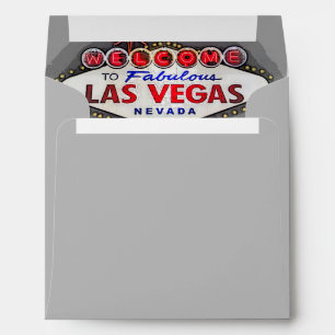 Custom Las Vegas Invitation Silver Grey Envelopes