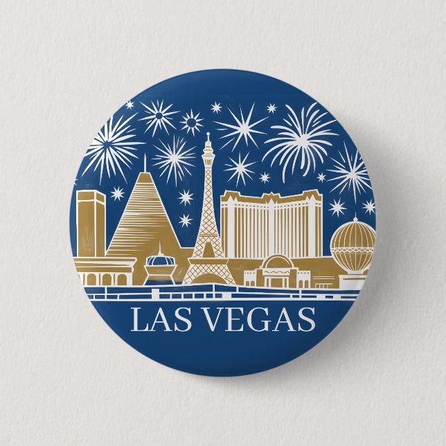 Custom Las Vegas Strip Skyline Minimalist Golden 6 Cm Round Badge (Front)
