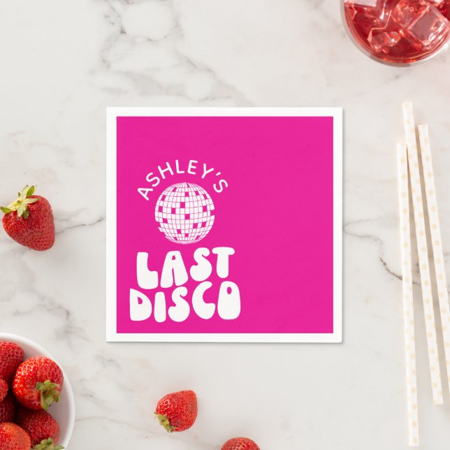 Custom Last Disco Bachelorette Disco Ball Napkin (Insitu)
