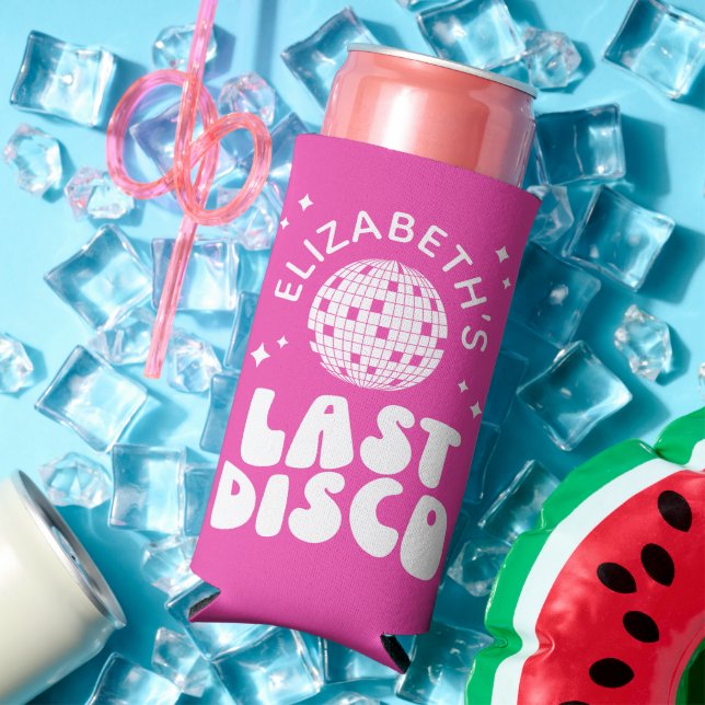 Custom Last Disco Bachelorette Disco Ball Seltzer Can Cooler (In Situ Summer)