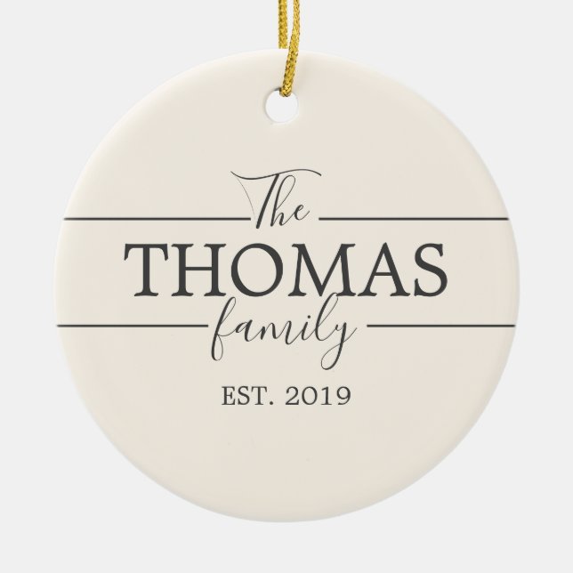 Custom Last Name First Christmas Gift Ornament (Front)