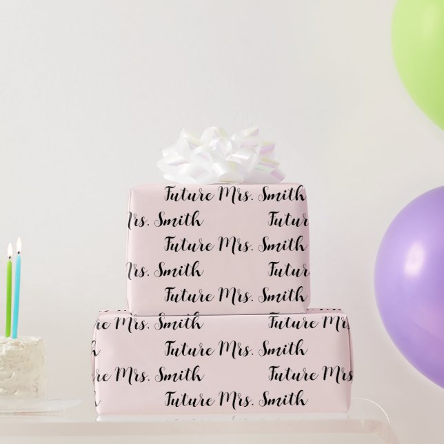 Custom last name future Mrs. bridal shower Wrapping Paper (Party Gifts)