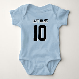 Custom Last Name Number Drop Shadow Sports Baby Bodysuit