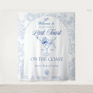 custom Last Toast on the Coast Beach Blue floral Tapestry
