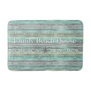 Custom Lattitude And Longitude Coastal Decor Bath Mat
