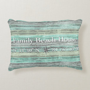 Custom Lattitude And Longitude Coastal Decor Decorative Cushion