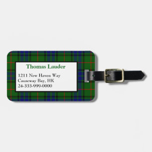 Custom Lauder Clan Tartan Plaid Luggage Tag