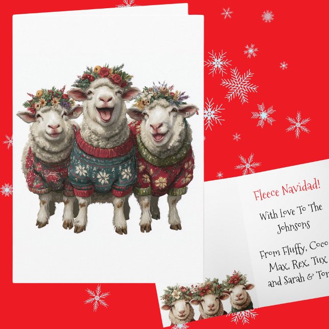 Custom Laughing Sheep Christmas Ugly Sweater Card (Creator Uploaded)
