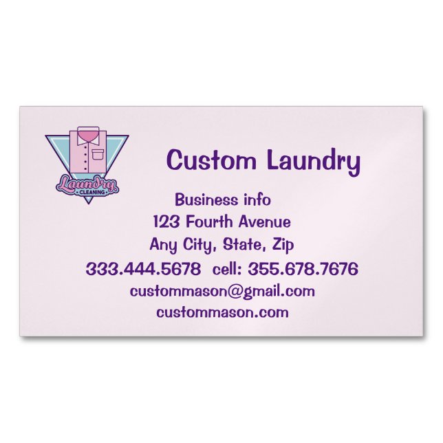 Custom Laundromat Laundry Dry Cleaners Business Ca Magnetic Business Card (Front)