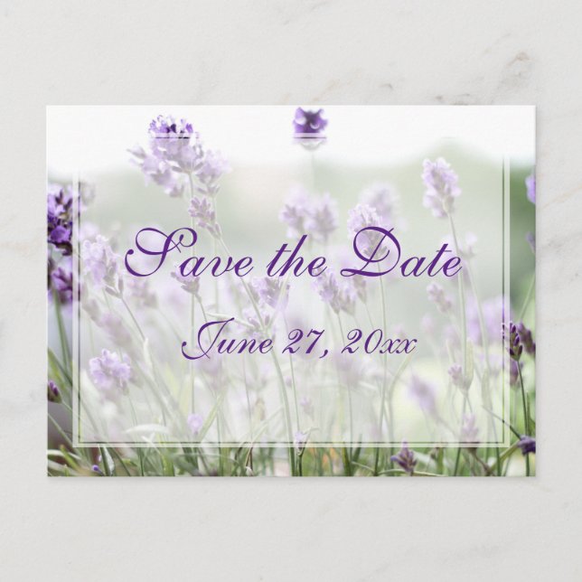 Custom Lavender Bohemian Save The Date Postcards (Front)