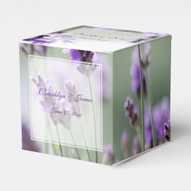 Custom Lavender Bohemian Wedding Favour Boxes (Front Side)