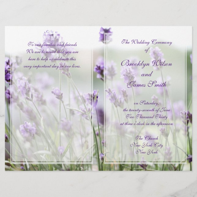 Custom Lavender Bohemian Wedding Programs Flyer (Front)