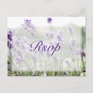 Custom Lavender Bohemian Wedding RSVP Postcards