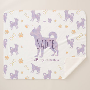 Custom lavender chihuahua Silhouette blanket