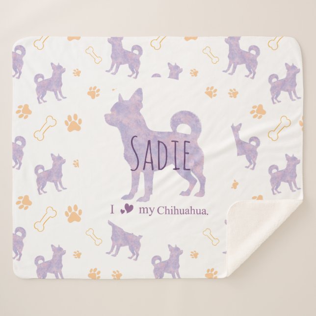 Custom lavender chihuahua Silhouette blanket (Front (Horizontal))
