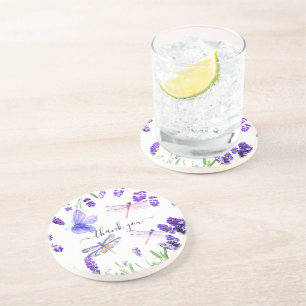 Custom Lavender Dragonfly Shabby Chic Boho Style Coaster