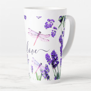 Custom Lavender Dragonfly Shabby Chic Boho Style Latte Mug