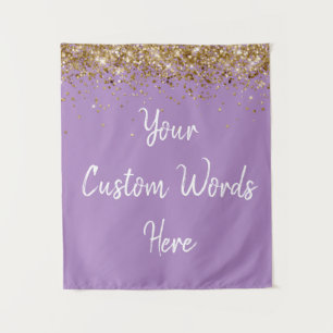 Custom Lavender & Gold Birthday Party Photo Booth Tapestry