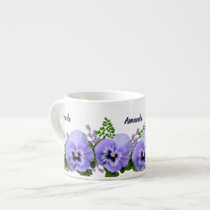 Custom Lavender Pansy Flowers Espresso Cup