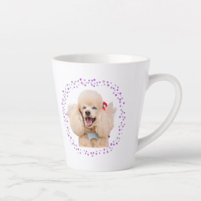 Custom Lavender Poodle - Personalised Name & Photo Latte Mug (Right)