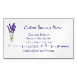Custom Lavender  purple mauve garden flower  Magnetic Business Card