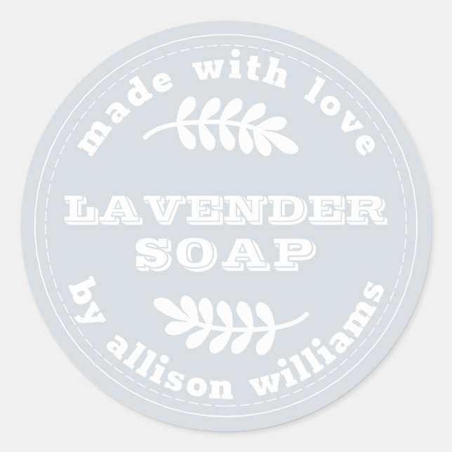 Custom Lavender Soap Pastel Blue Classic Round Sticker (Front)