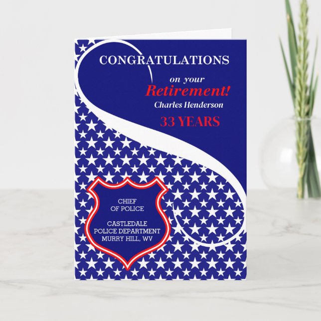 Custom Law Enforcement Retirement Congratulations Card (Front)