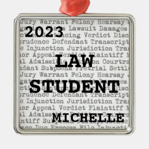 Custom Law Student Legal Terminology Christmas Metal Tree Decoration