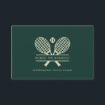 Custom Lawn Tennis Sports Club Coach Business Card<br><div class="desc">This eye-catching business card serves as your personal tennis trainer's calling card, featuring a striking motif of crossed tennis rackets and a vibrant tennis ball. The sleek design allows for easy customisation, with the option to adjust the colour scheme to match your team's colours, creating a unified and professional look....</div>