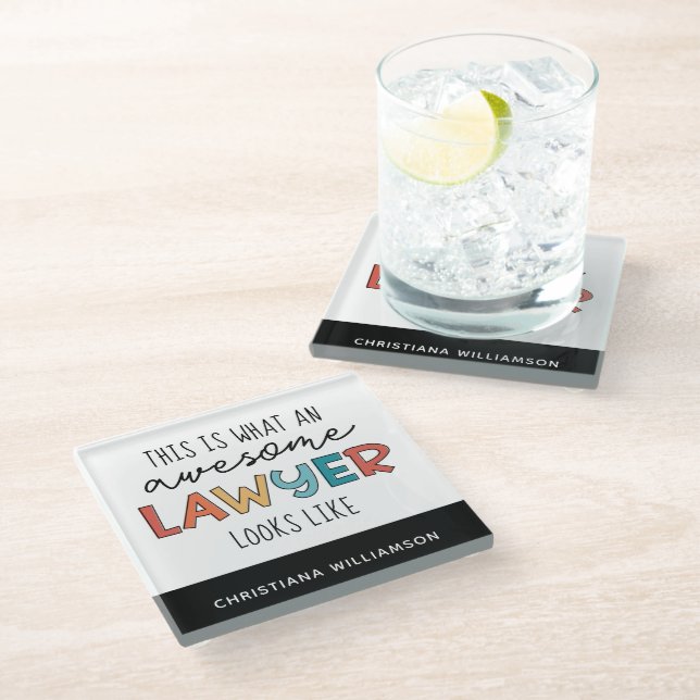 Custom Lawyer | Attorney at Law | Awesome Lawyer Glass Coaster (Angled)