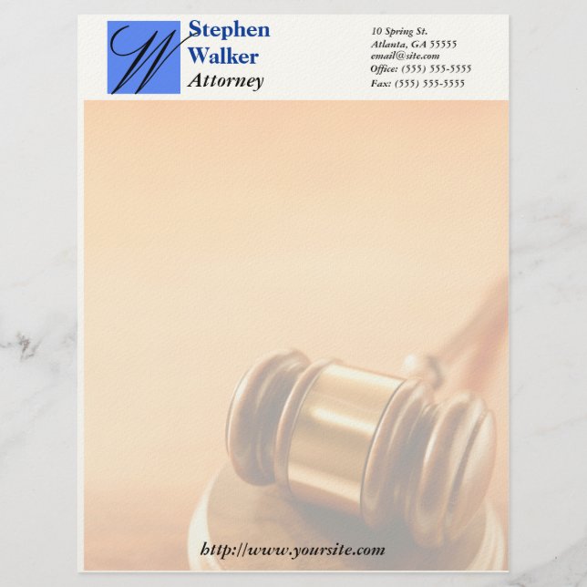 Custom Lawyer Stationary Customised Letterhead (Front)