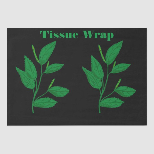 Custom Leaf Image Kelly Green Text Tissue Paper (Front)