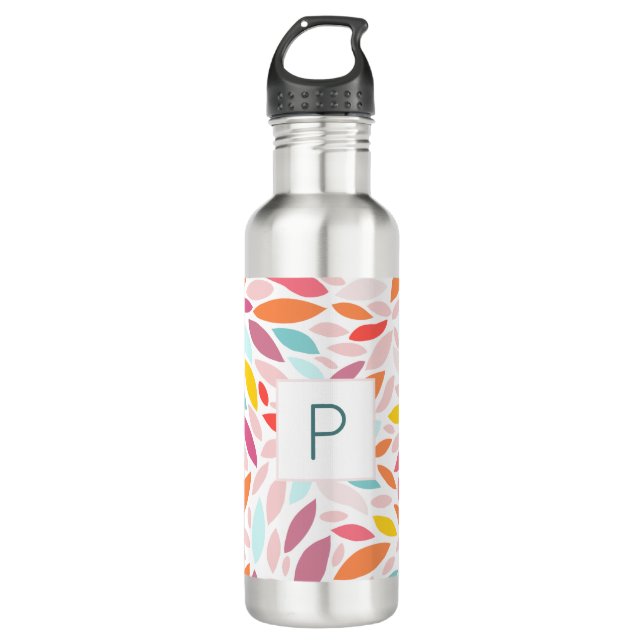 Custom Leaf Mosaic Pastel Monogram 710 Ml Water Bottle (Front)