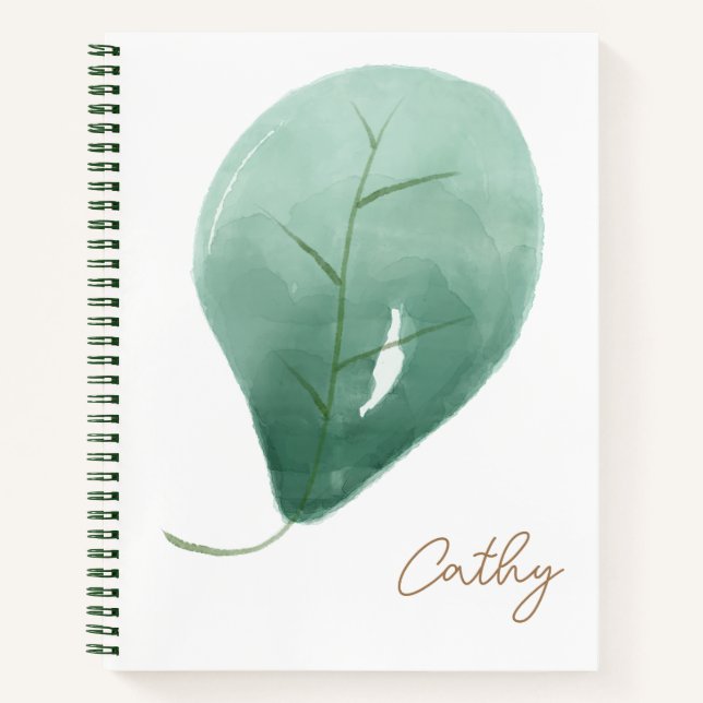 Custom Leaf Name White Notebook (Front)
