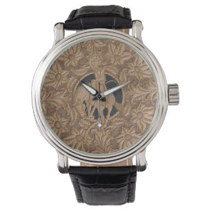 Custom leather tooled watch