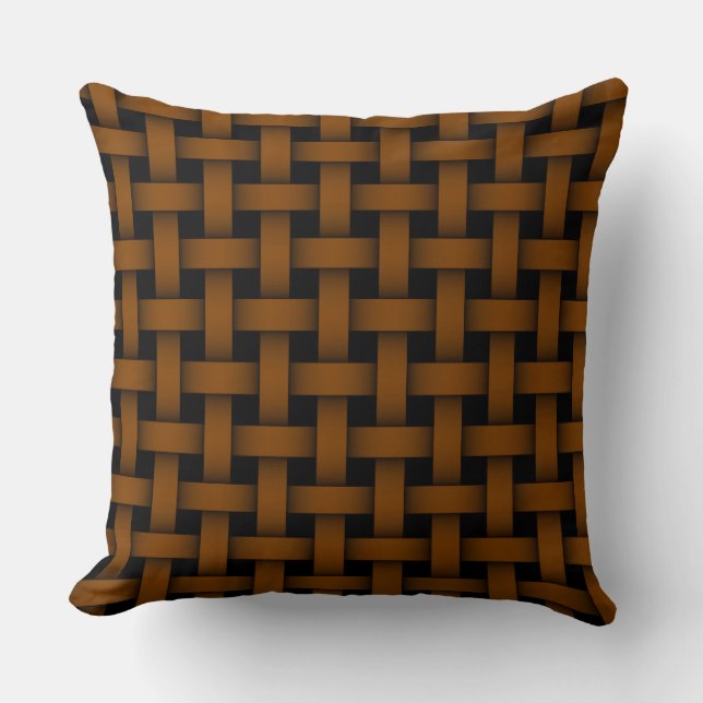 Custom Leather Weave Pattern Sofa Throw Pillow (Front)