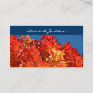 Custom Leaves Business Cards Colourful Autumn Blue