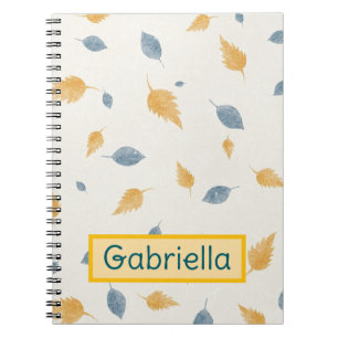 Custom Leaves Yellow Blue Soft Colour Notebook