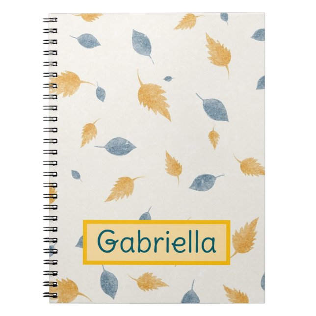 Custom Leaves Yellow Blue Soft Colour  Notebook (Front)