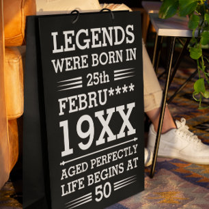 Custom Legends Were Born in Date Month Year Age Medium Gift Bag