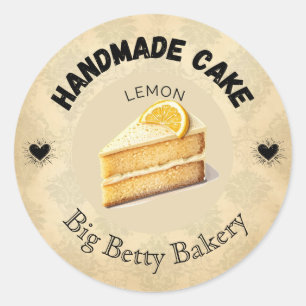 Custom Lemon Cake Labels   Personalised Bakery Pac