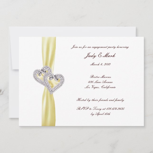 Custom Lemon Hearts Engagement Party Invitation (Front)