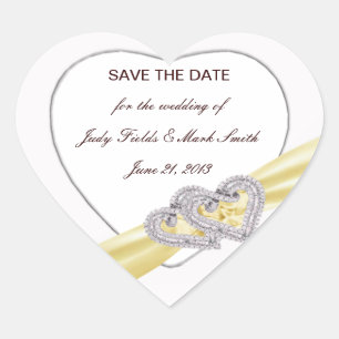 Custom Lemon Hearts Save The Date Stickers