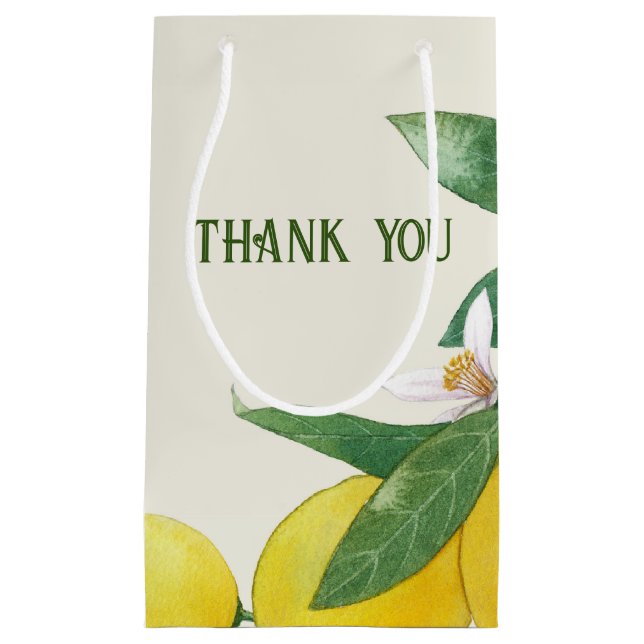 Custom Lemon Leaf Thank You Small Gift Bag (Front)