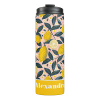 Custom Lemon Pattern Water Bottle with Name