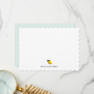 Custom Lemon Vintage Stripe Painting Stationary Thank You Card